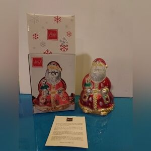 New In Box Mikasa Santa's Glow Red Santa Claus Votive 6" Germany